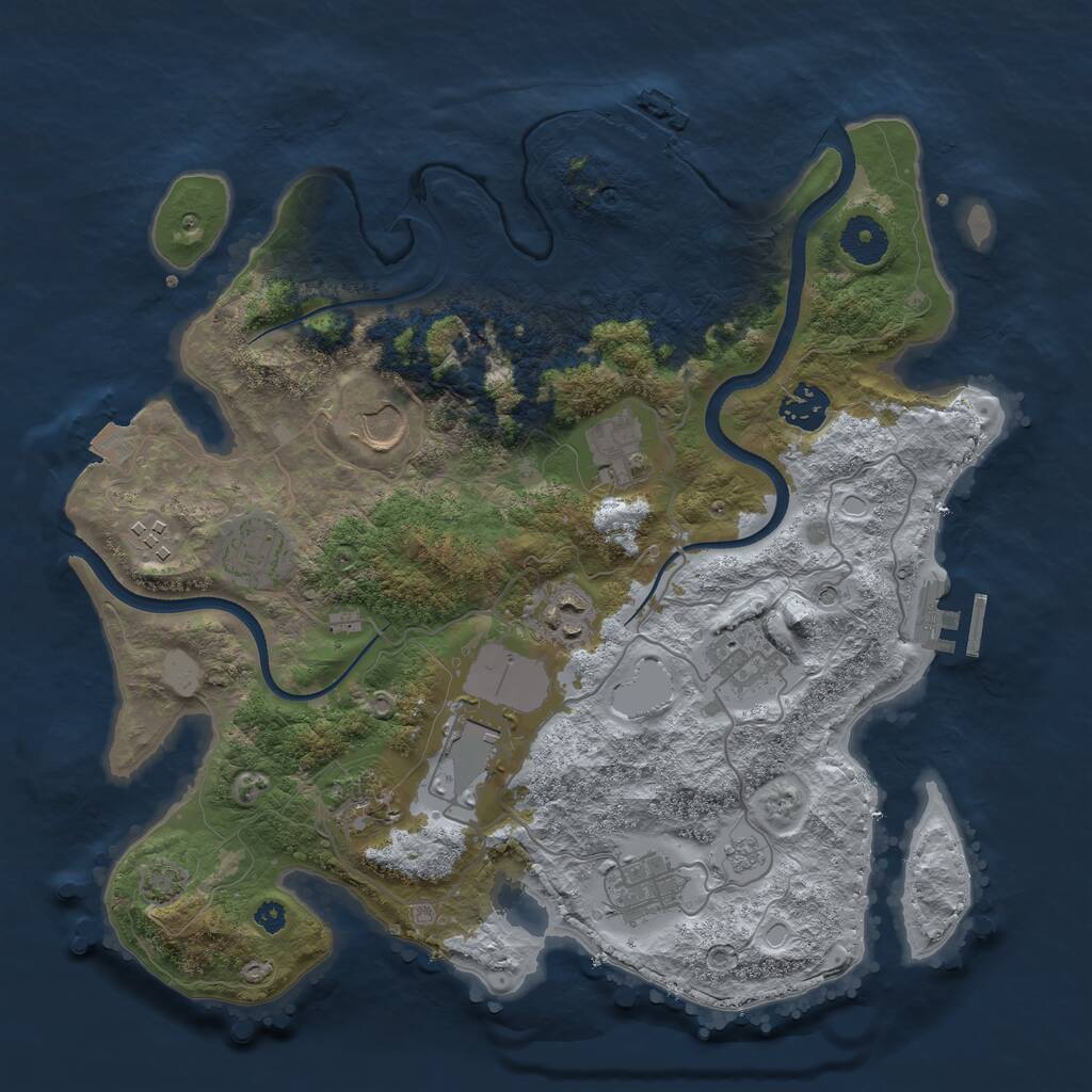 Rust Map: Procedural Map, Size: 3500, Seed: 137621025, 16 Monuments