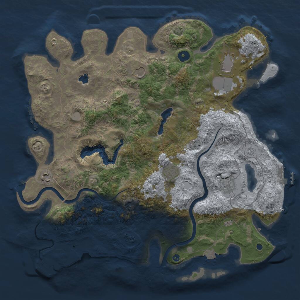 Rust Map: Procedural Map, Size: 4000, Seed: 2115839746, 12 Monuments