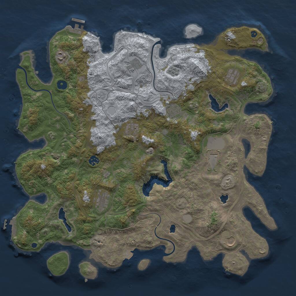 Rust Map: Procedural Map, Size: 4500, Seed: 552537981, 16 Monuments