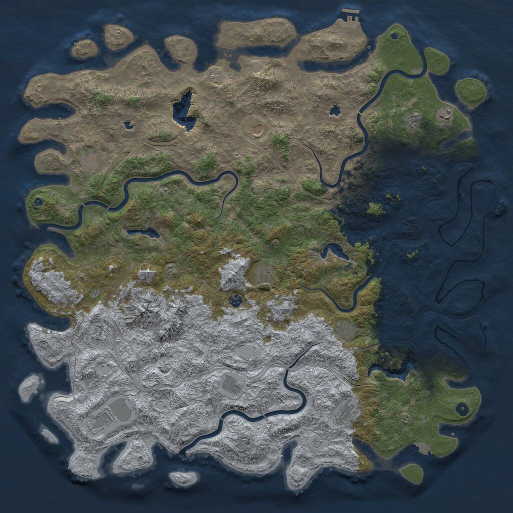 Rust Map: Procedural Map, Size: 6000, Seed: 334572069, 17 Monuments