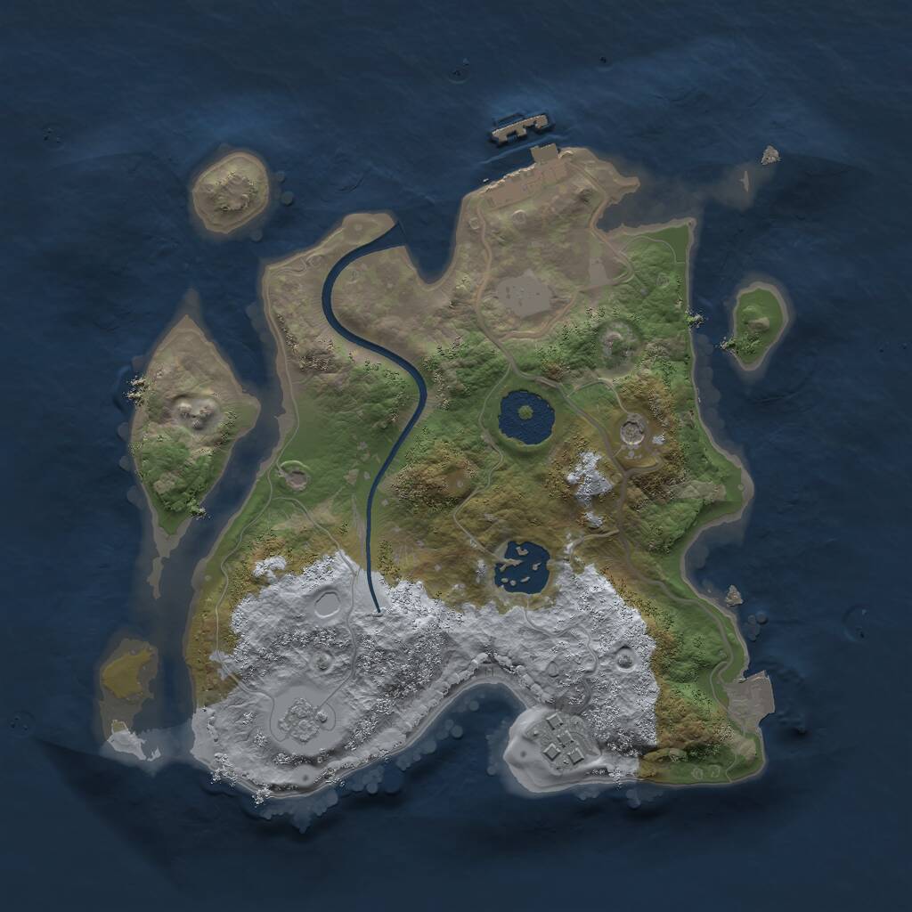Rust Map: Procedural Map, Size: 2500, Seed: 714259, 6 Monuments