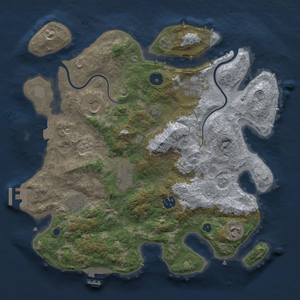 Rust Map: Procedural Map, Size: 3500, Seed: 9051905, 13 Monuments