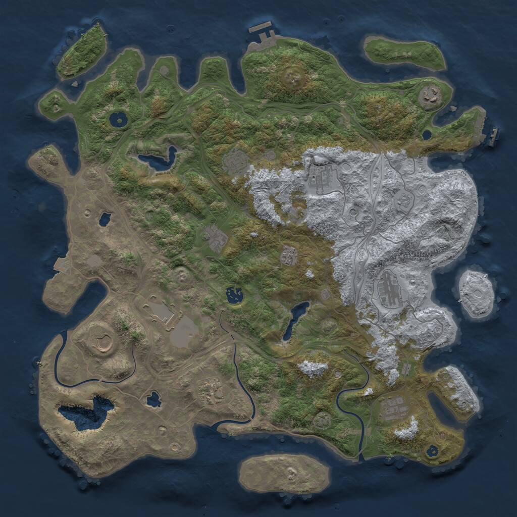 Rust Map: Procedural Map, Size: 4500, Seed: 1260591698, 17 Monuments