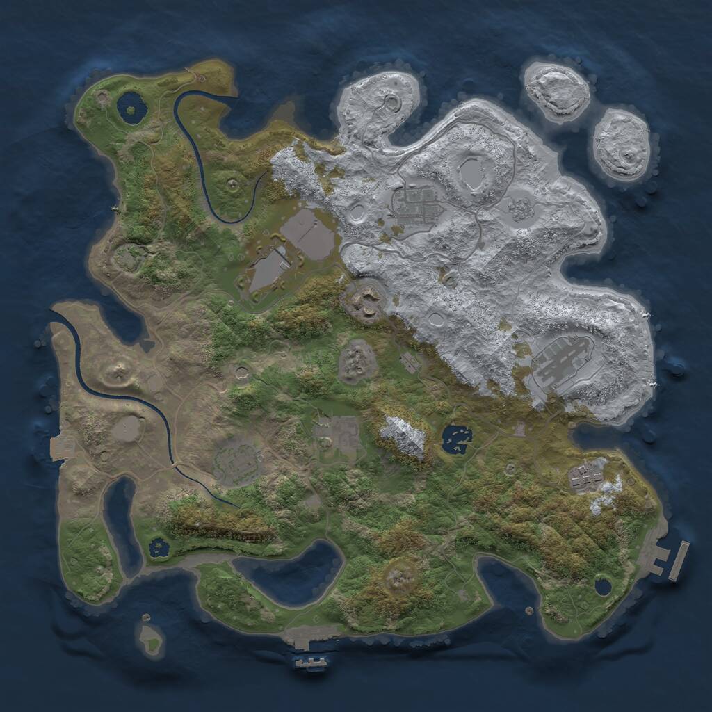Rust Map: Procedural Map, Size: 3500, Seed: 685754, 14 Monuments