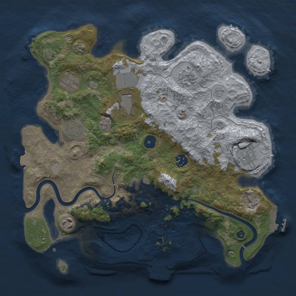 Rust Map: Procedural Map, Size: 3500, Seed: 685754, 15 Monuments