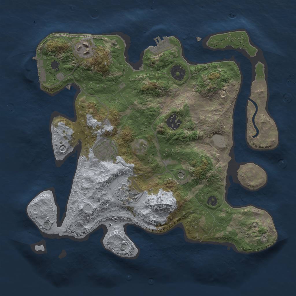 Rust Map: Procedural Map, Size: 3000, Seed: 32821, 12 Monuments