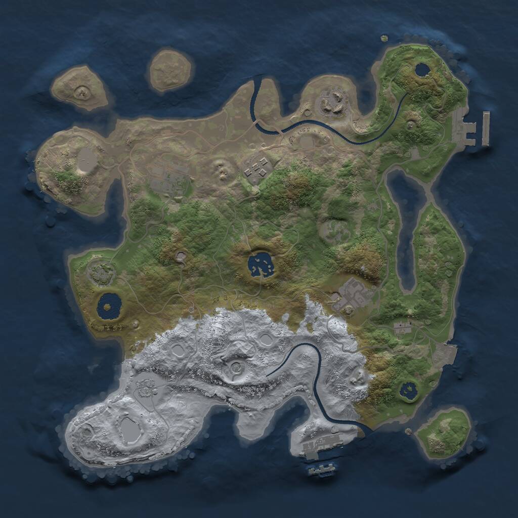 Rust Map: Procedural Map, Size: 3000, Seed: 21176, 11 Monuments