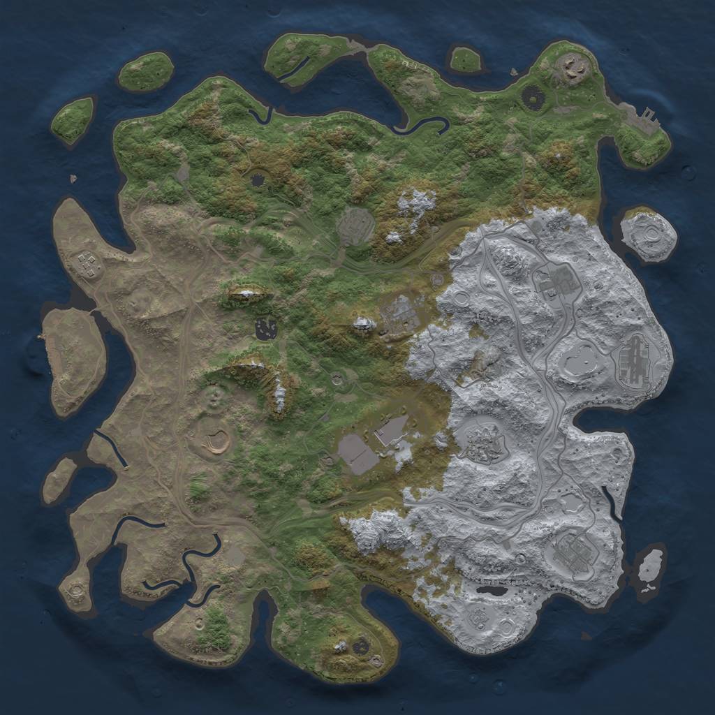 Rust Map: Procedural Map, Size: 4500, Seed: 468399047, 20 Monuments