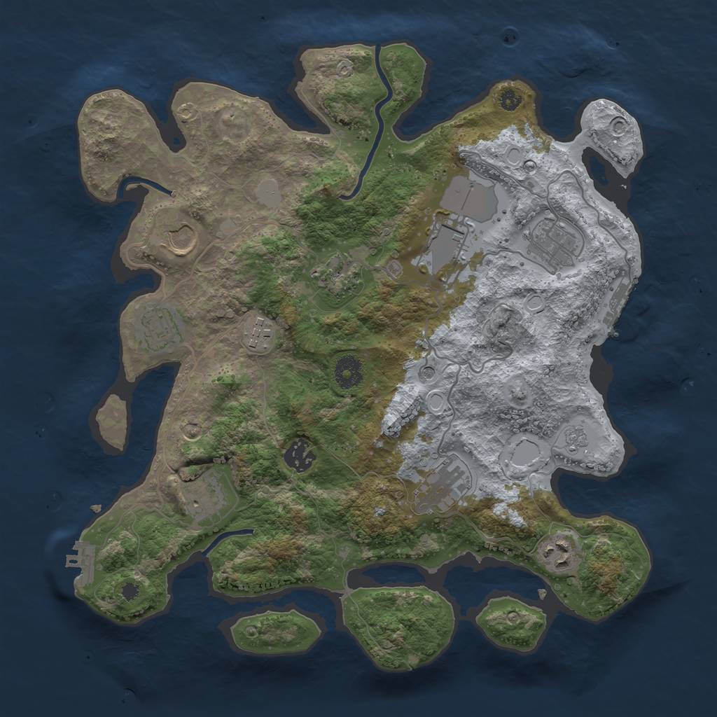 Rust Map: Procedural Map, Size: 3500, Seed: 1523646911, 19 Monuments