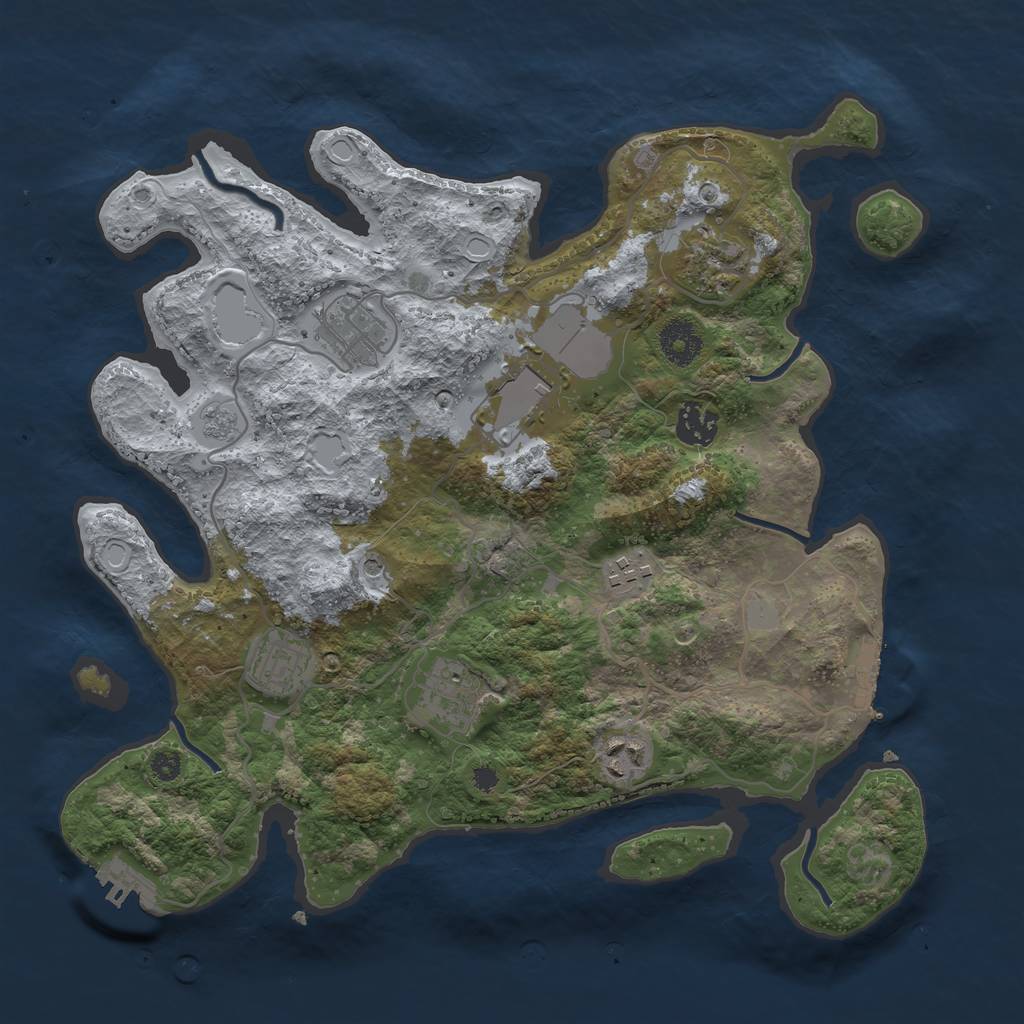 Rust Map: Procedural Map, Size: 3500, Seed: 12199617, 17 Monuments