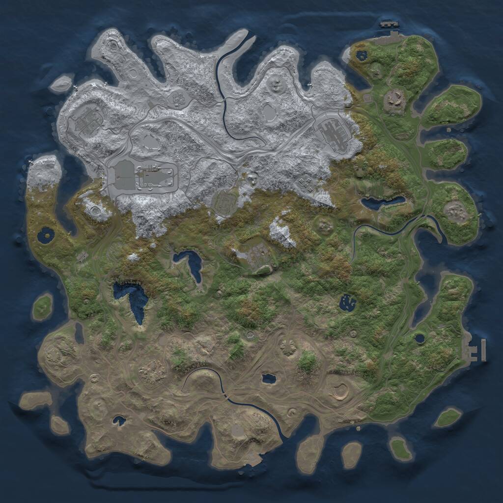Rust Map: Procedural Map, Size: 4500, Seed: 53353105, 16 Monuments