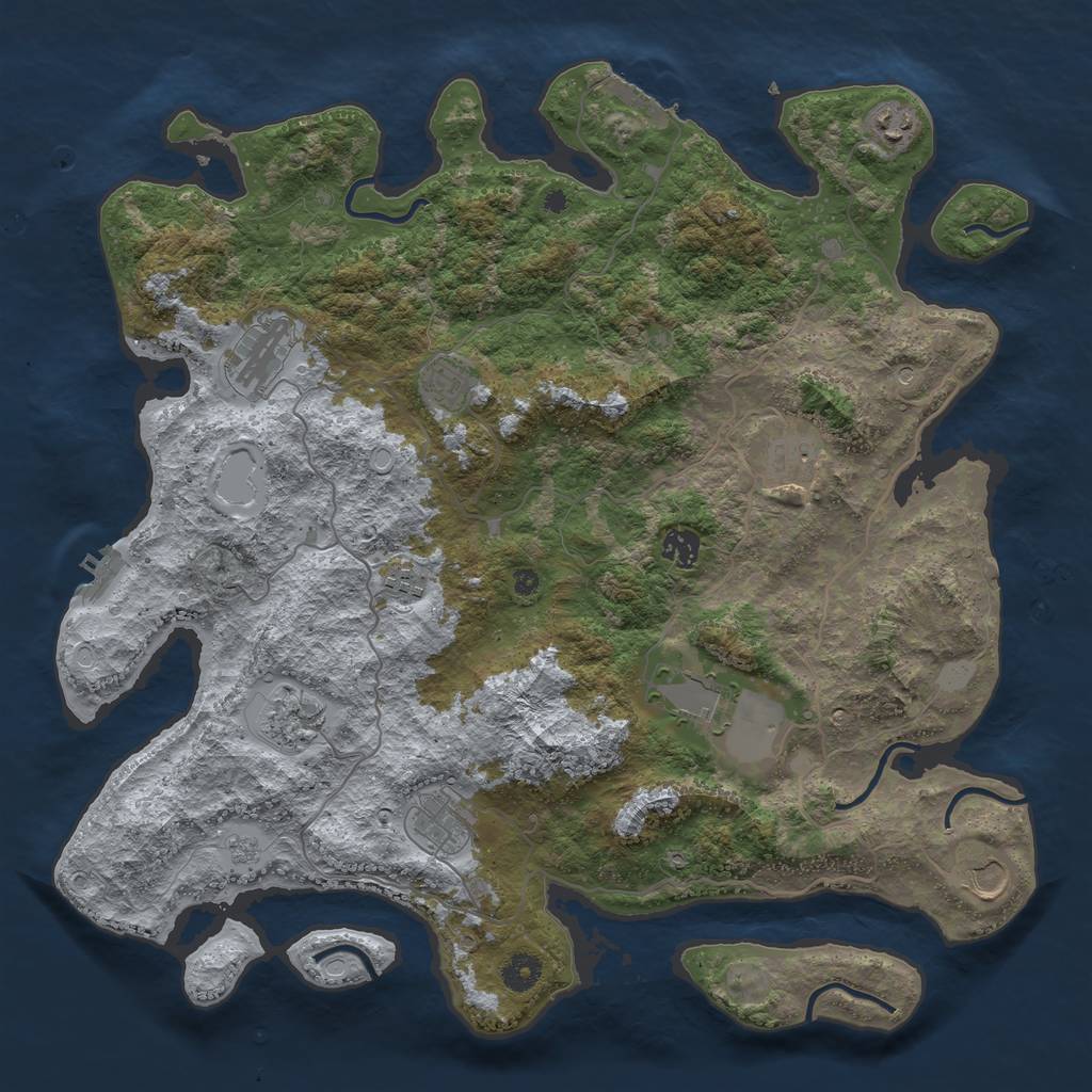 Rust Map: Procedural Map, Size: 4200, Seed: 23008, 19 Monuments
