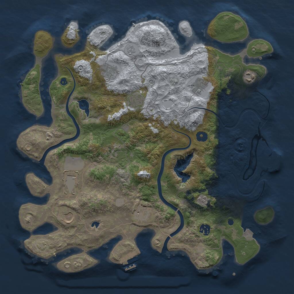 Rust Map: Procedural Map, Size: 4000, Seed: 4111, 16 Monuments