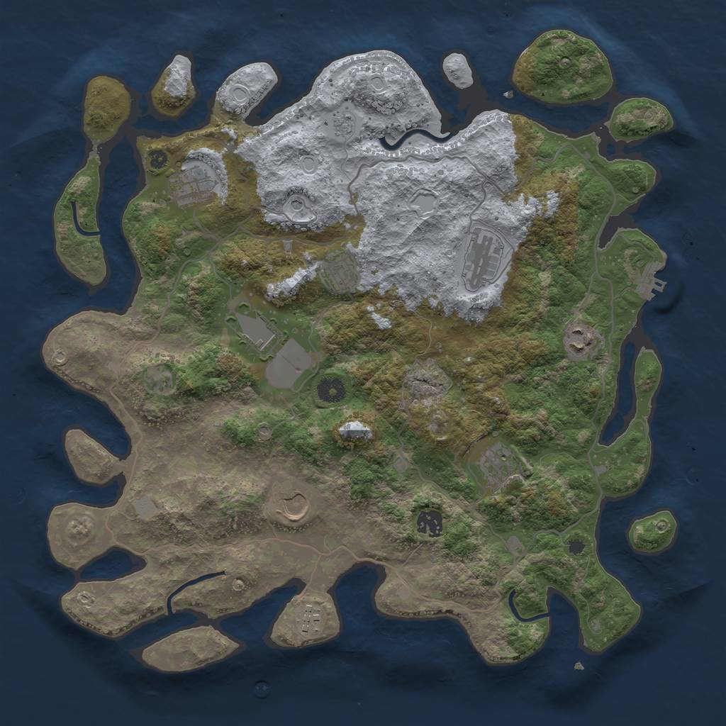Rust Map: Procedural Map, Size: 4000, Seed: 4111, 17 Monuments