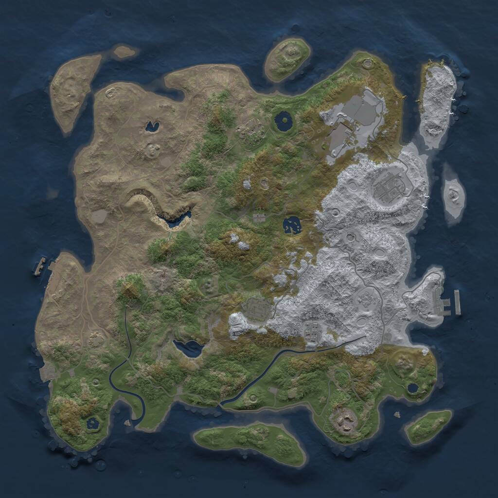 Rust Map: Procedural Map, Size: 4000, Seed: 7816304, 13 Monuments