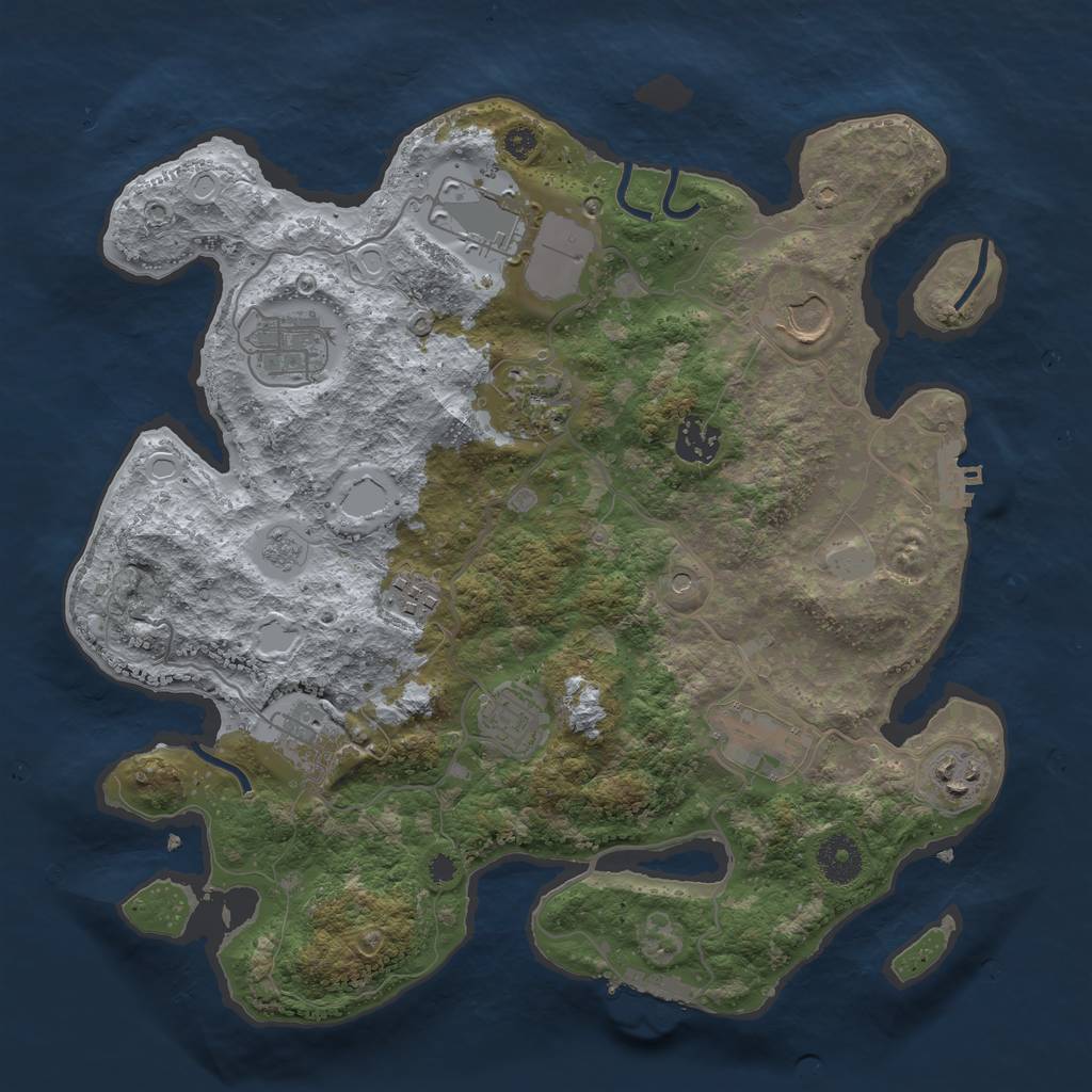 Rust Map: Procedural Map, Size: 3500, Seed: 1290025503, 19 Monuments