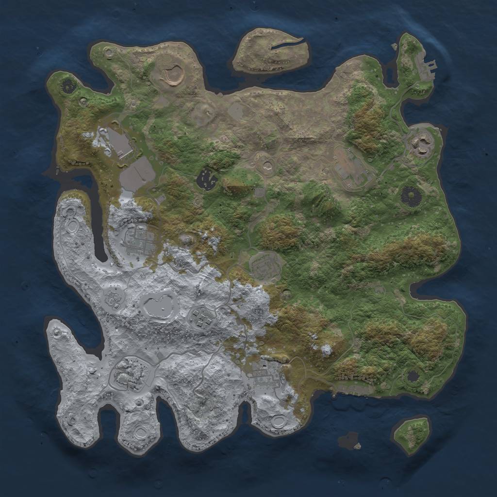 Rust Map: Procedural Map, Size: 3600, Seed: 75369267, 19 Monuments