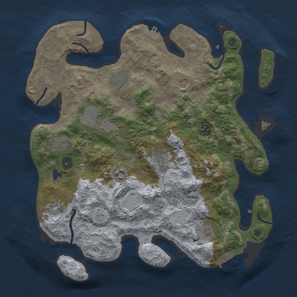 Rust Map: Procedural Map, Size: 3750, Seed: 52384721, 19 Monuments