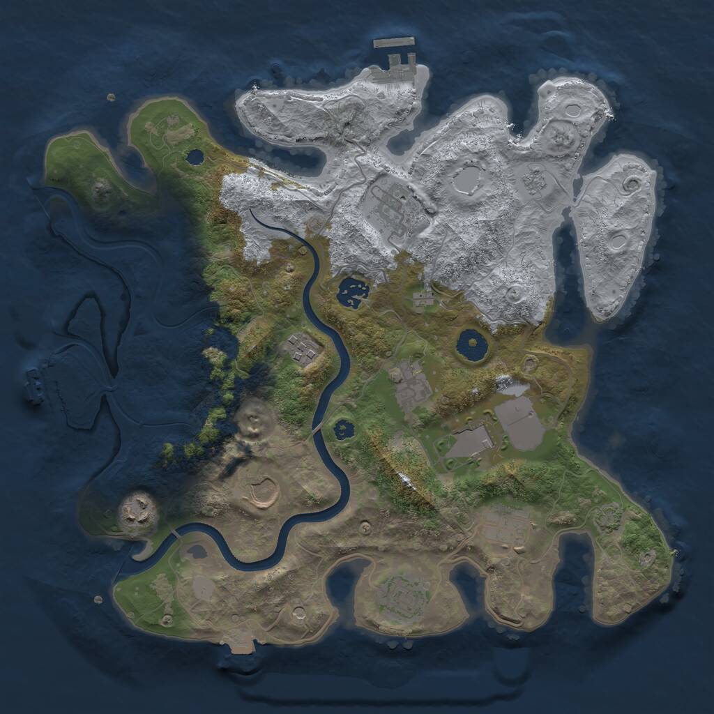 Rust Map: Procedural Map, Size: 3500, Seed: 9878645, 15 Monuments