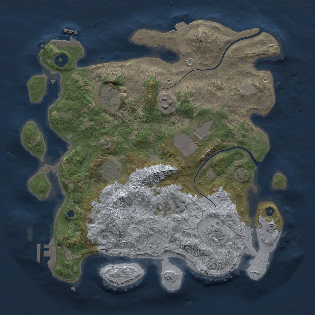 Rust Map: Procedural Map, Size: 3500, Seed: 1703561062, 11 Monuments