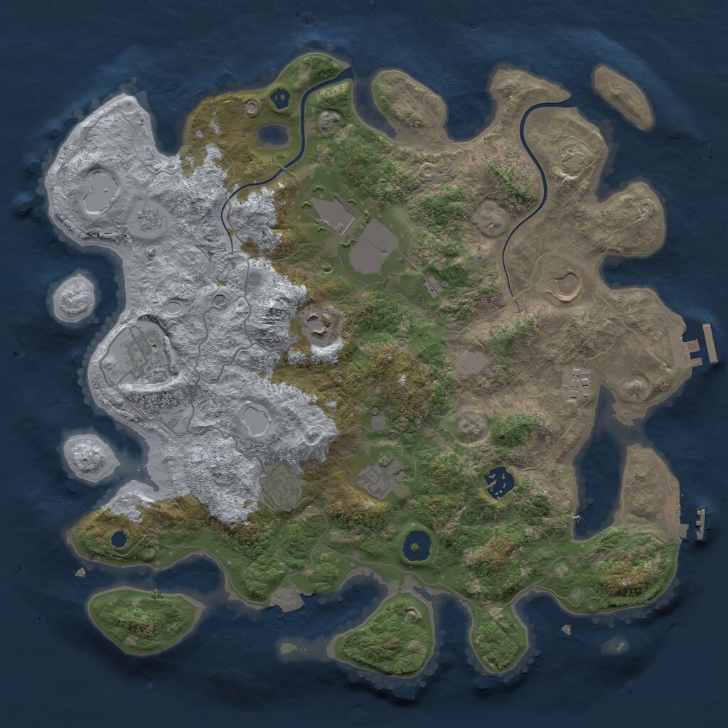 Rust Map: Procedural Map, Size: 3700, Seed: 12345678, 14 Monuments