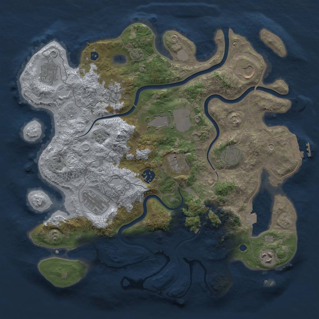 Rust Map: Procedural Map, Size: 3700, Seed: 12345678, 15 Monuments