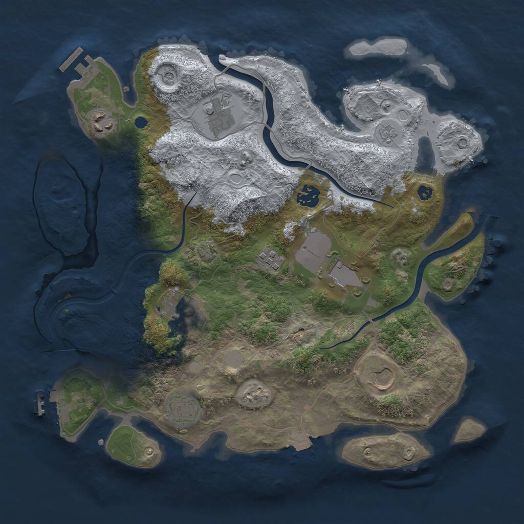 Rust Map: Procedural Map, Size: 3500, Seed: 1274, 14 Monuments