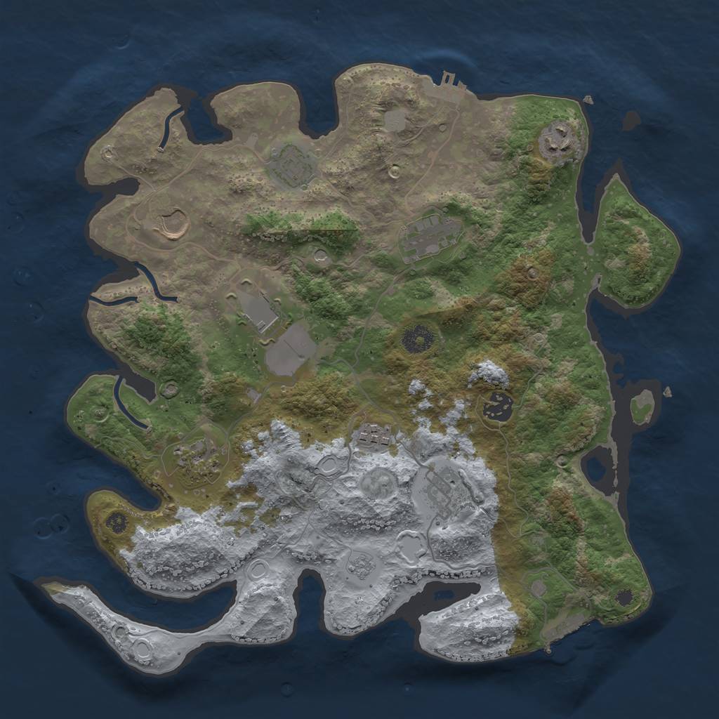 Rust Map: Procedural Map, Size: 3603, Seed: 993459, 18 Monuments