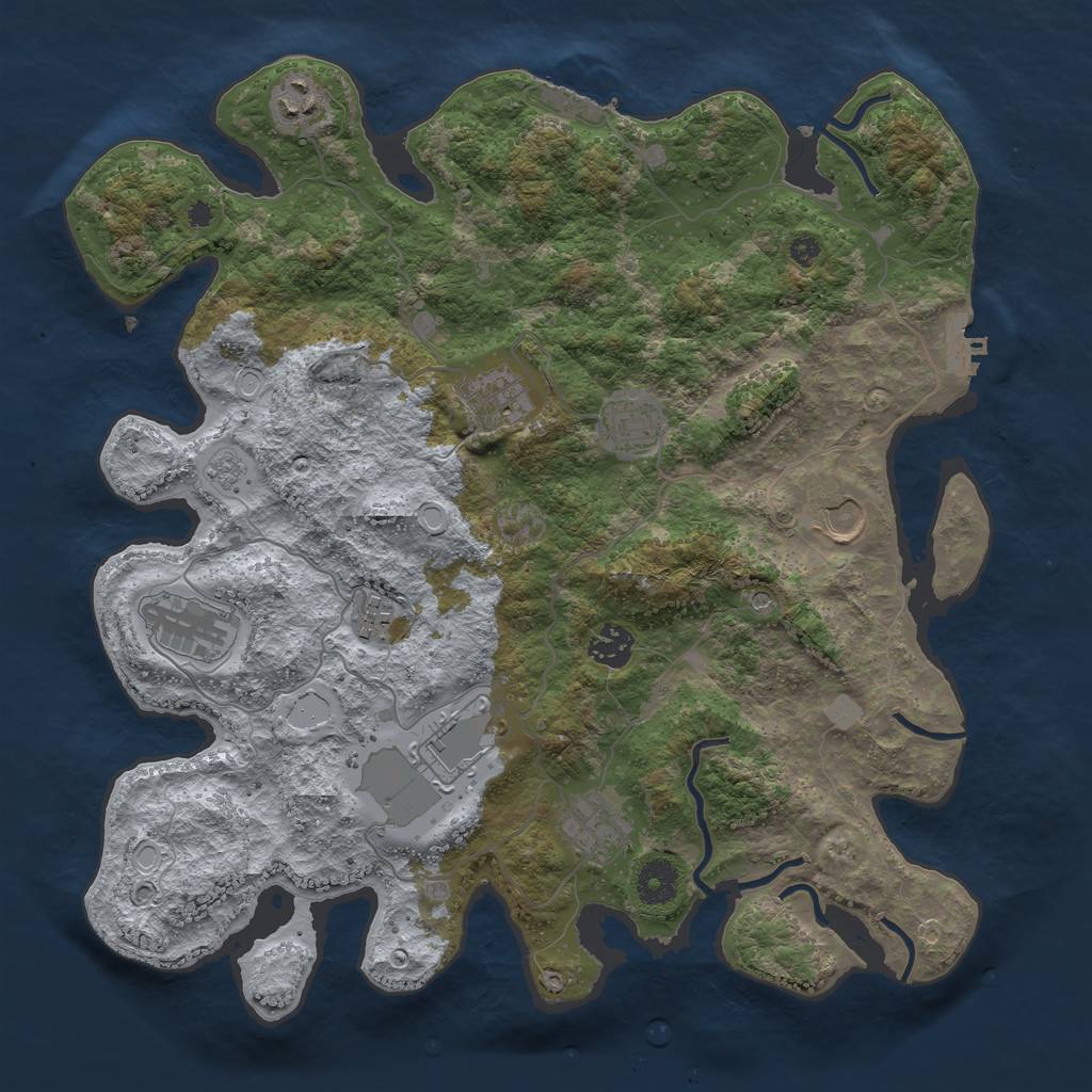Rust Map: Procedural Map, Size: 3725, Seed: 310959571, 18 Monuments
