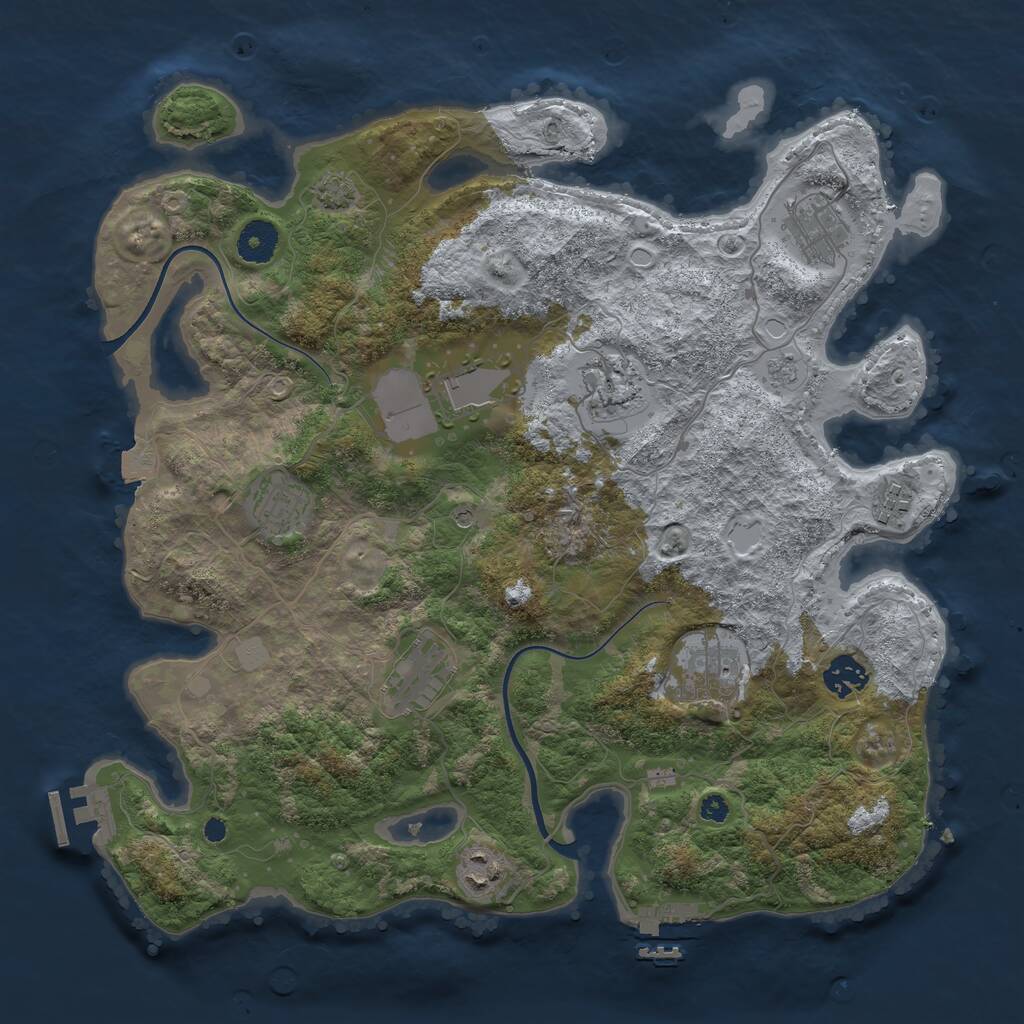 Rust Map: Procedural Map, Size: 3700, Seed: 1293392978, 15 Monuments