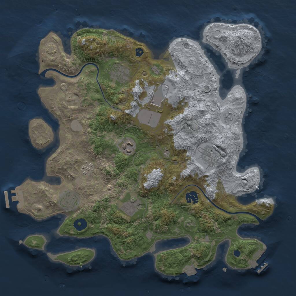 Rust Map: Procedural Map, Size: 3500, Seed: 62620568, 14 Monuments