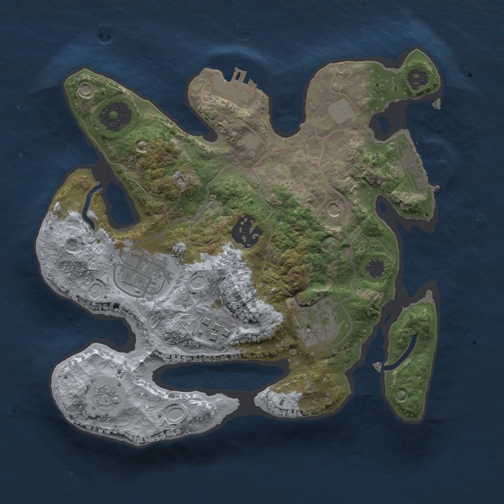 Rust Map: Procedural Map, Size: 2500, Seed: 9520, 13 Monuments