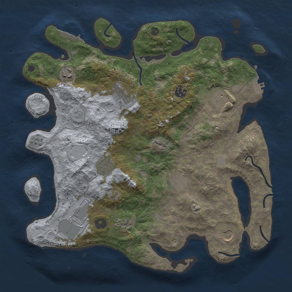Rust Map: Procedural Map, Size: 3700, Seed: 630896594, 19 Monuments