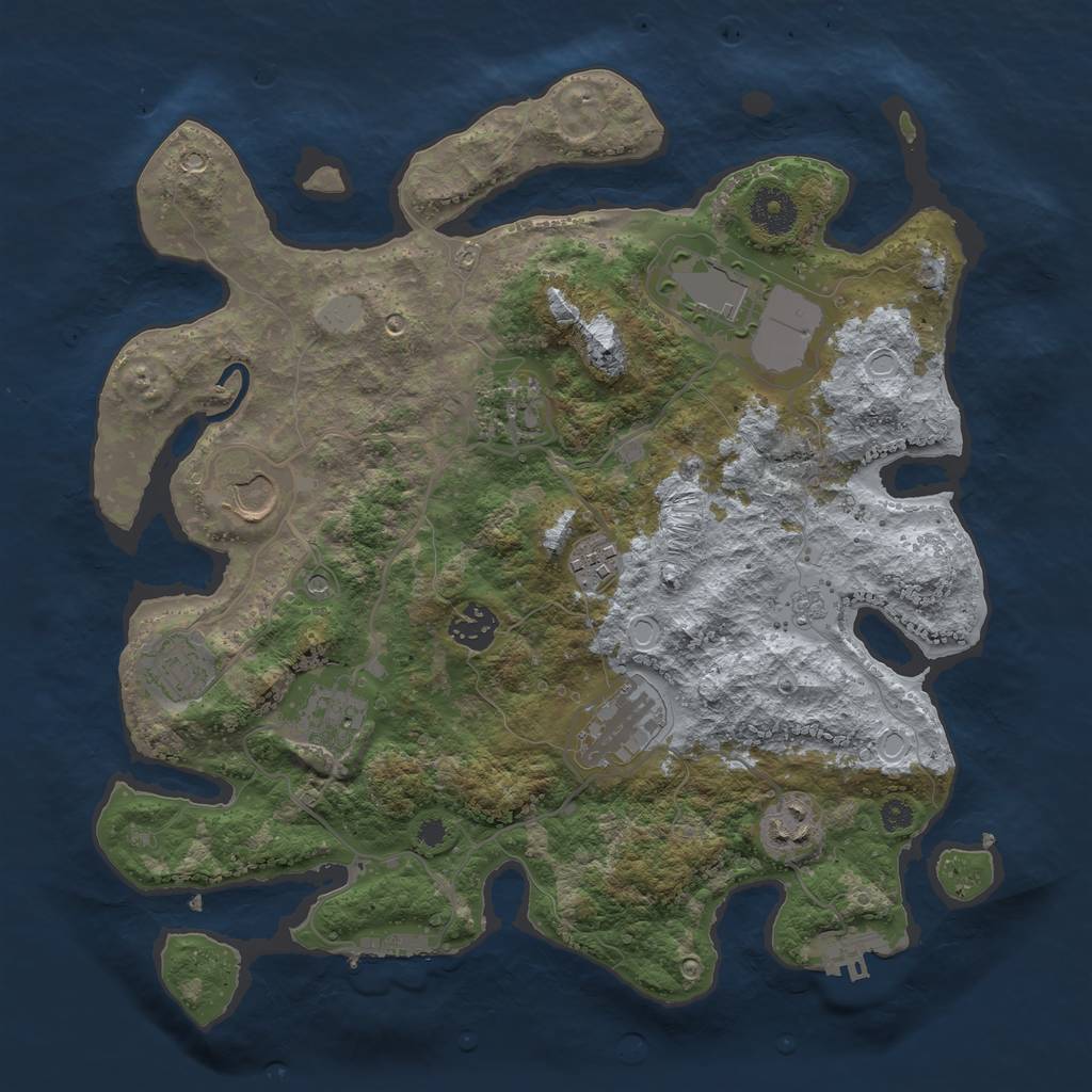 Rust Map: Procedural Map, Size: 3500, Seed: 1154120397, 18 Monuments