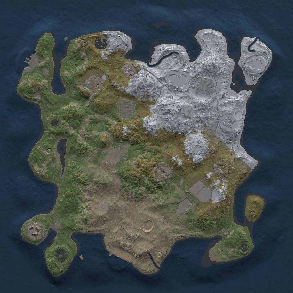 Rust Map: Procedural Map, Size: 3500, Seed: 554256, 18 Monuments