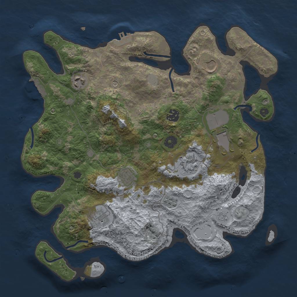 Rust Map: Procedural Map, Size: 3500, Seed: 97828720, 17 Monuments
