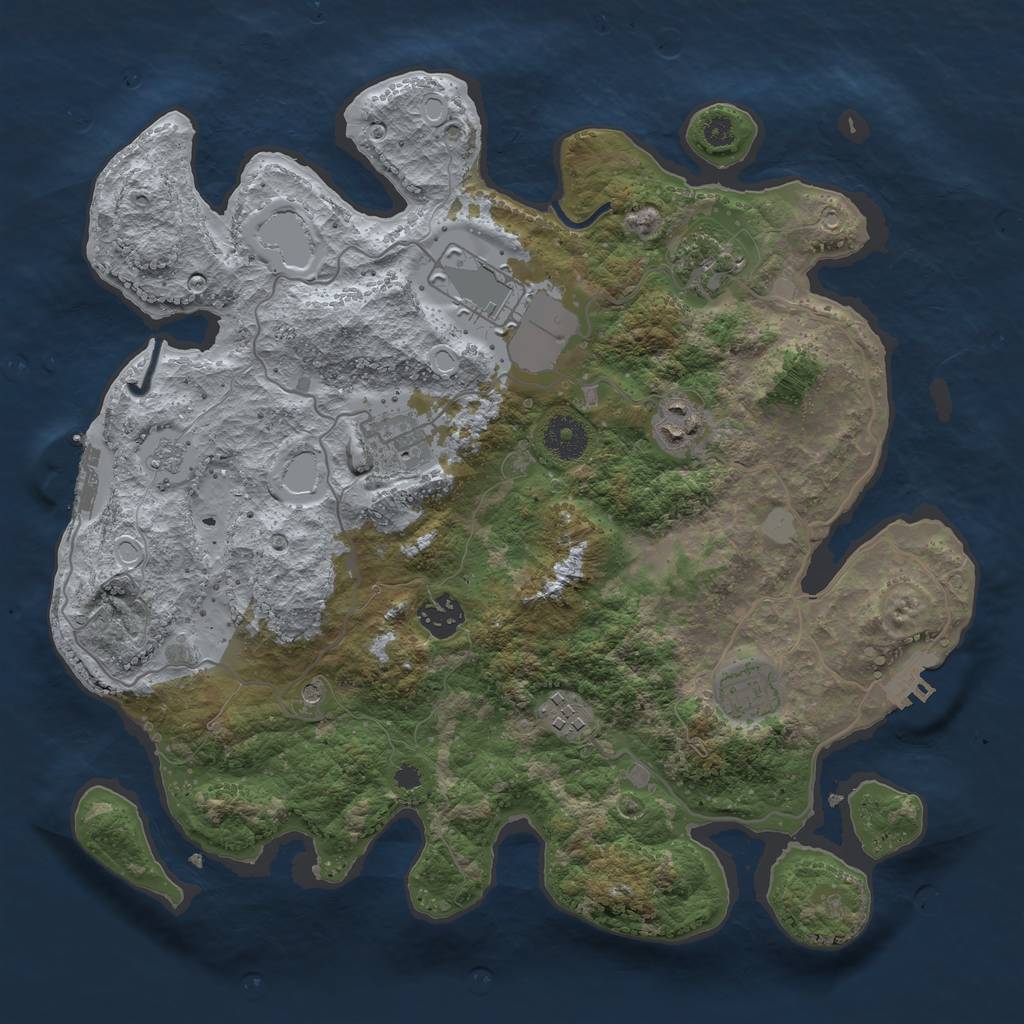 Rust Map: Procedural Map, Size: 3500, Seed: 320162412, 16 Monuments