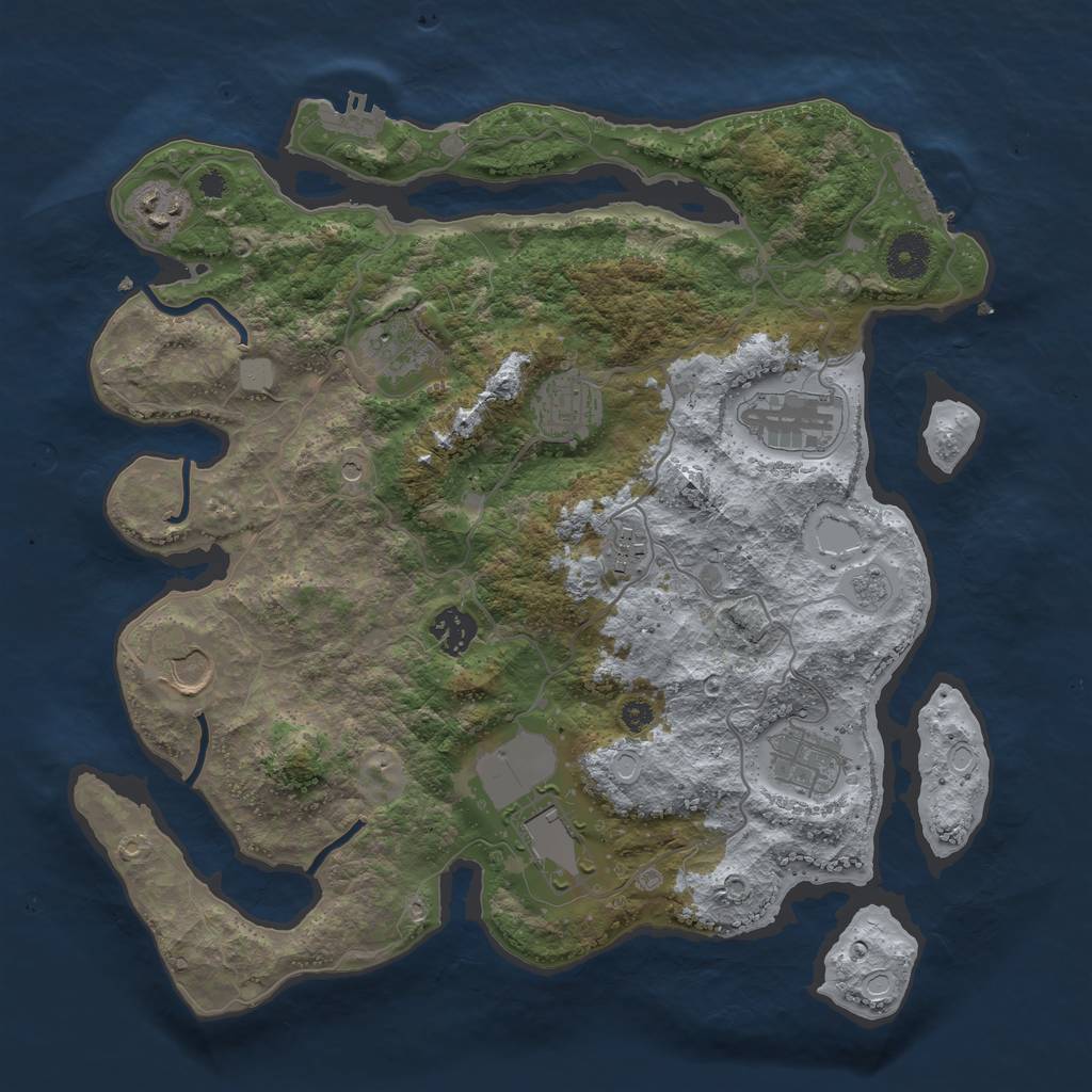 Rust Map: Procedural Map, Size: 3600, Seed: 104, 18 Monuments