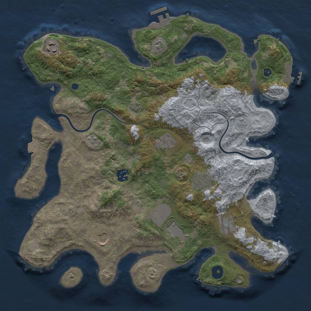 Rust Map: Procedural Map, Size: 3700, Seed: 678738385, 14 Monuments