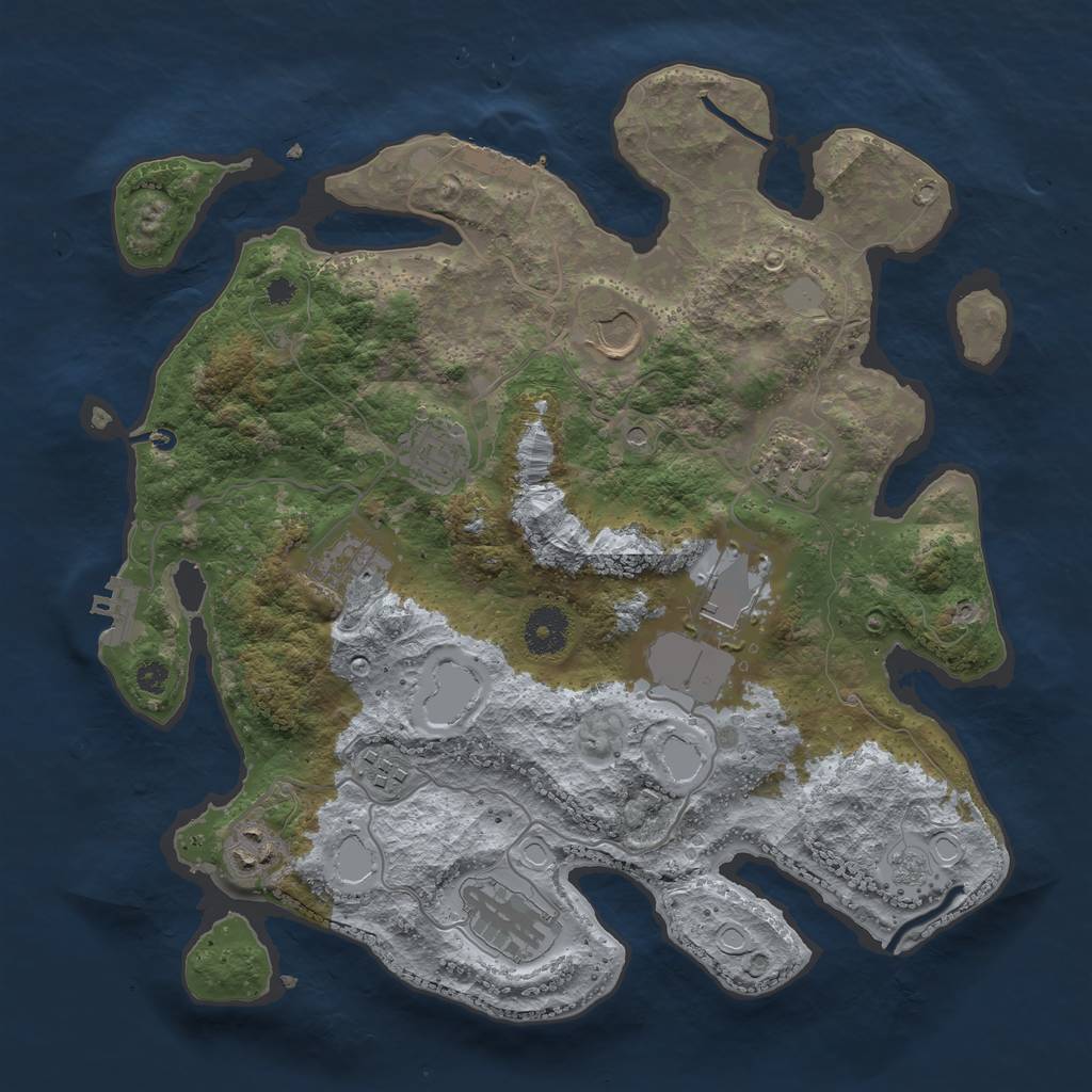 Rust Map: Procedural Map, Size: 3500, Seed: 1908768786, 17 Monuments