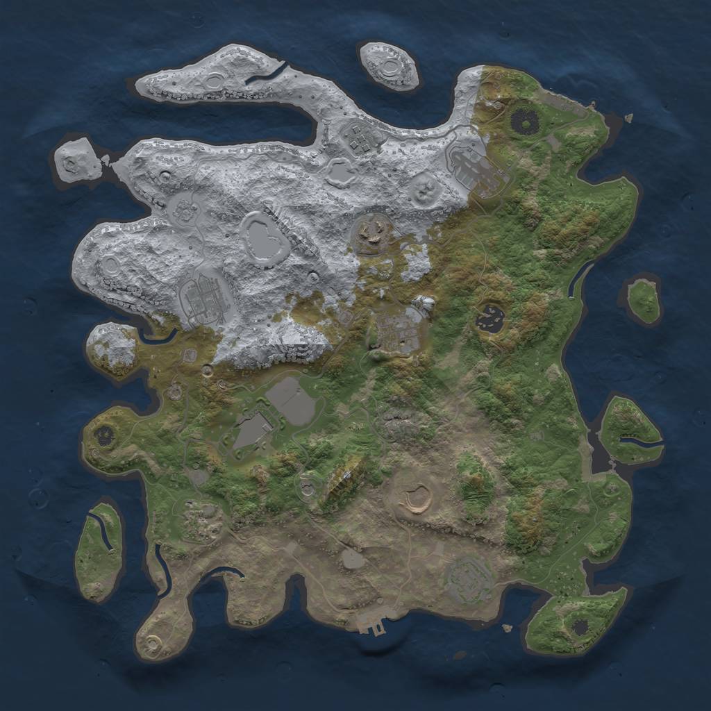 Rust Map: Procedural Map, Size: 3800, Seed: 75, 19 Monuments