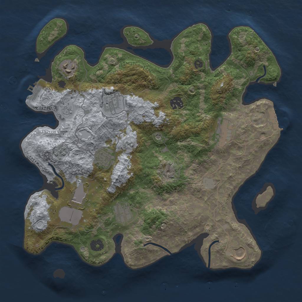 Rust Map: Procedural Map, Size: 3500, Seed: 484719, 18 Monuments