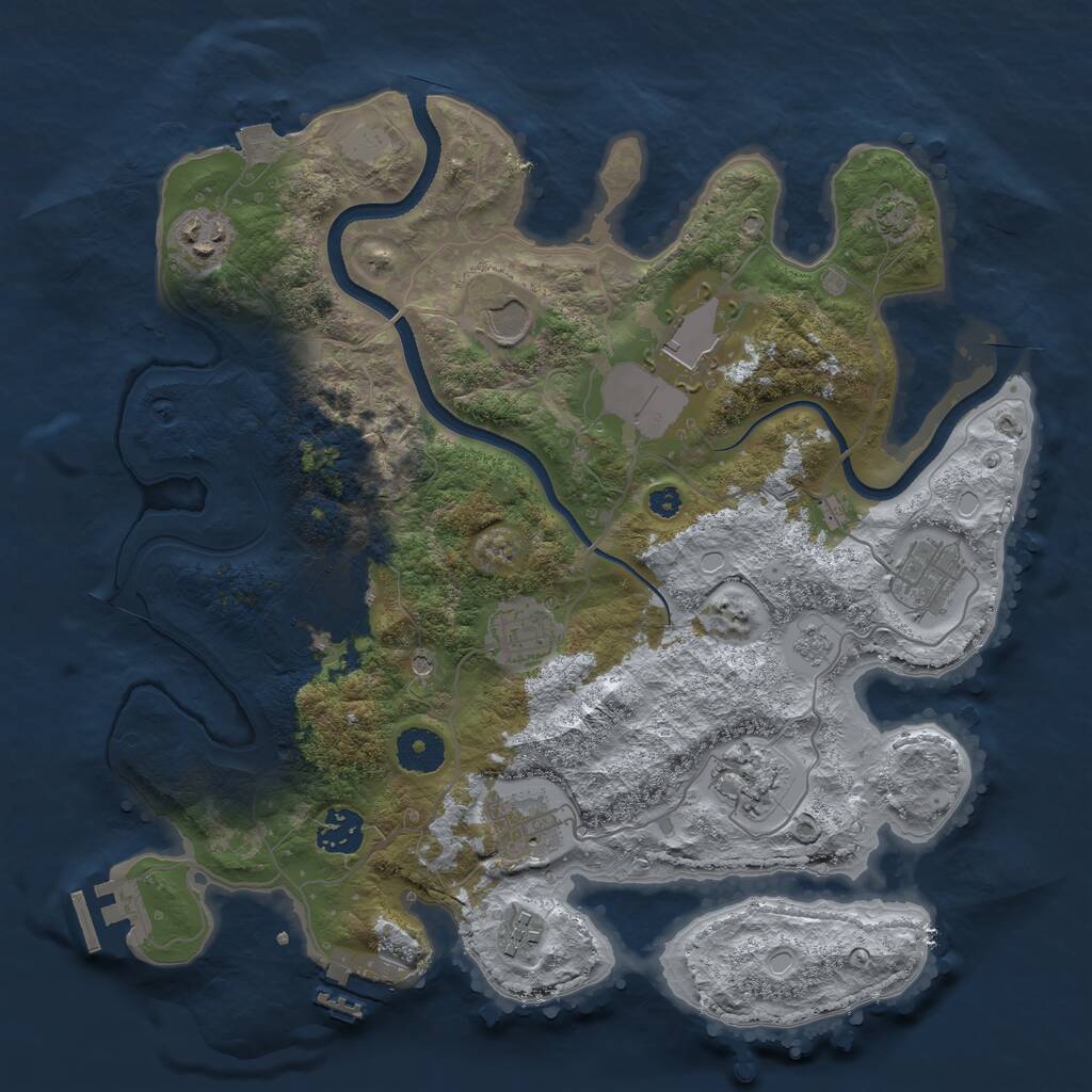 Rust Map: Procedural Map, Size: 3500, Seed: 44229888, 16 Monuments