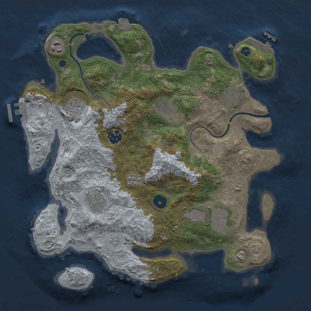 Rust Map: Procedural Map, Size: 3500, Seed: 23451144, 14 Monuments