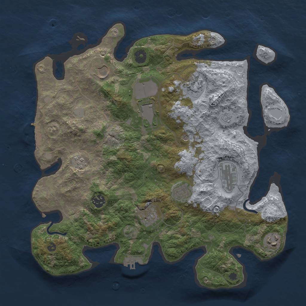 Rust Map: Procedural Map, Size: 3500, Seed: 1752812889, 18 Monuments