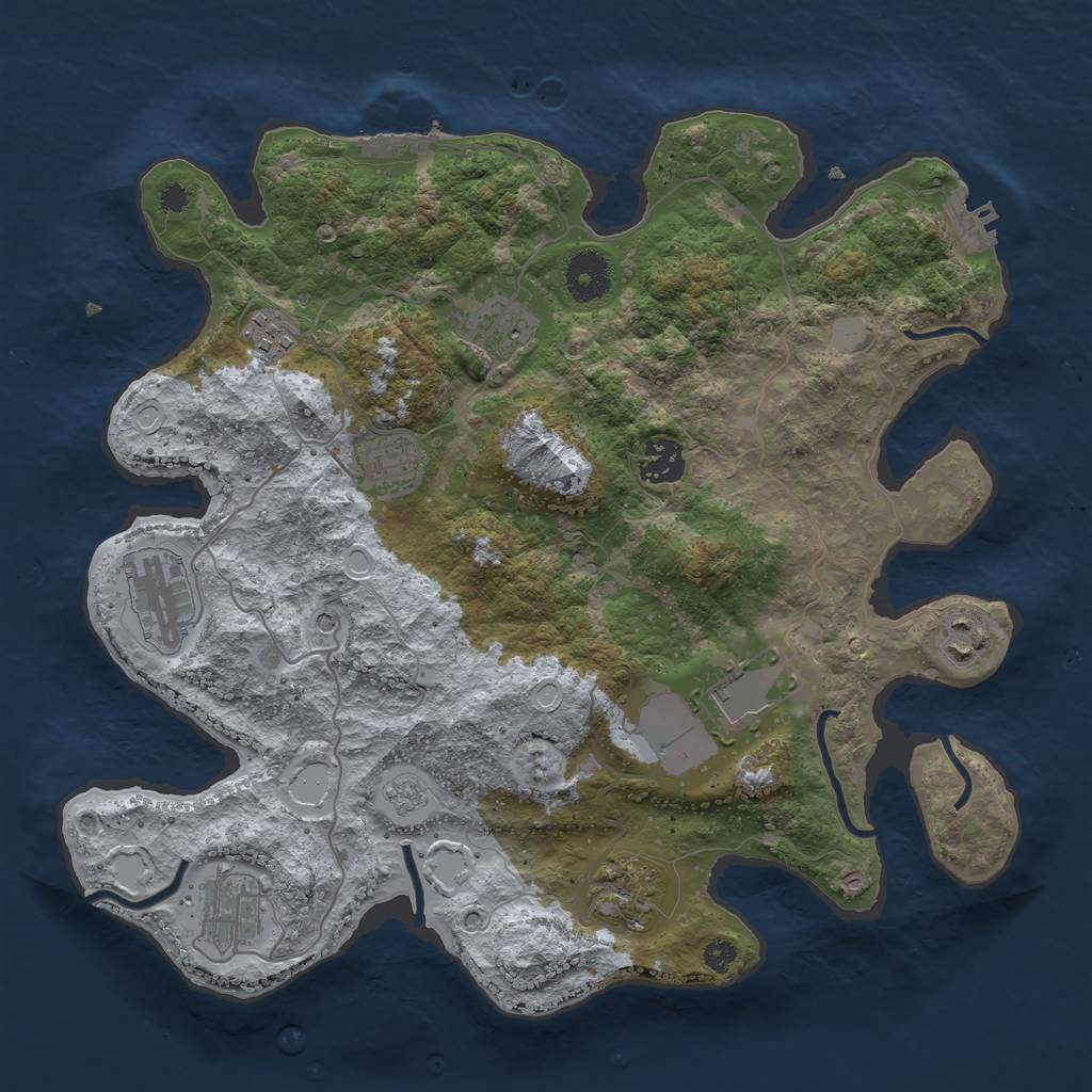 Rust Map: Procedural Map, Size: 3500, Seed: 65435491, 18 Monuments