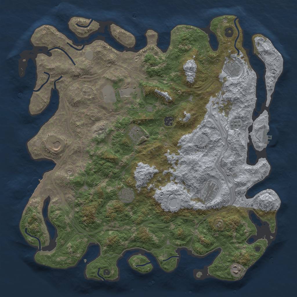 Rust Map: Procedural Map, Size: 4500, Seed: 1885241091, 18 Monuments