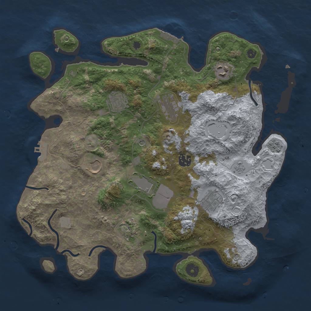 Rust Map: Procedural Map, Size: 3500, Seed: 11886122, 18 Monuments
