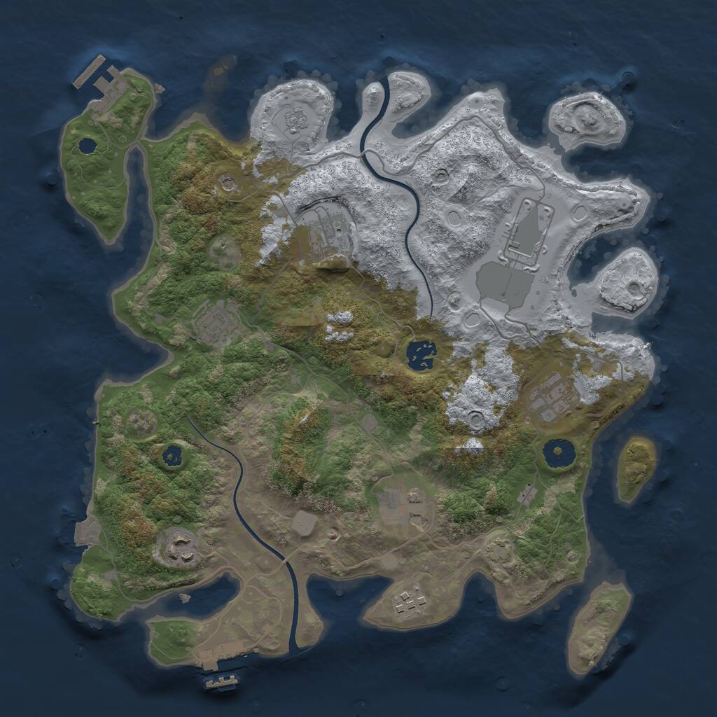 Rust Map: Procedural Map, Size: 3500, Seed: 167914530, 14 Monuments
