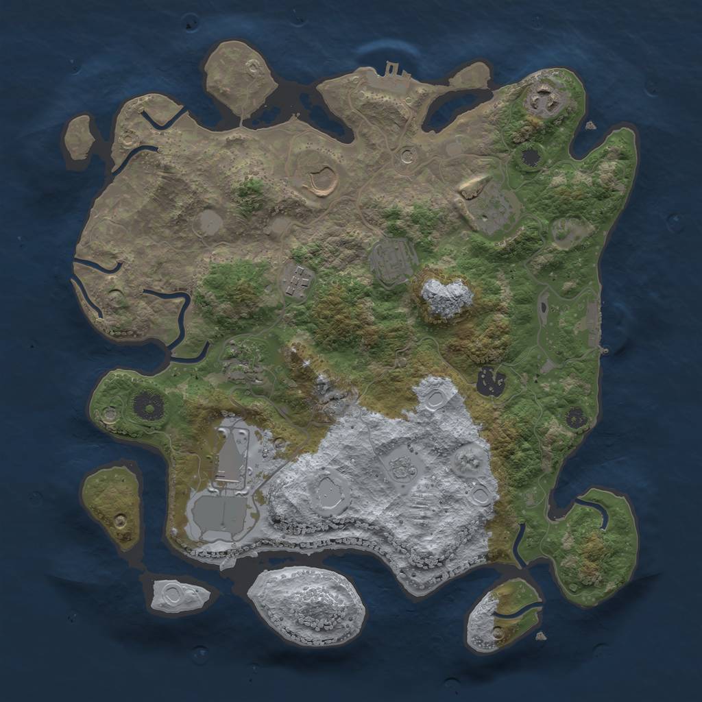 Rust Map: Procedural Map, Size: 3500, Seed: 68864245, 17 Monuments